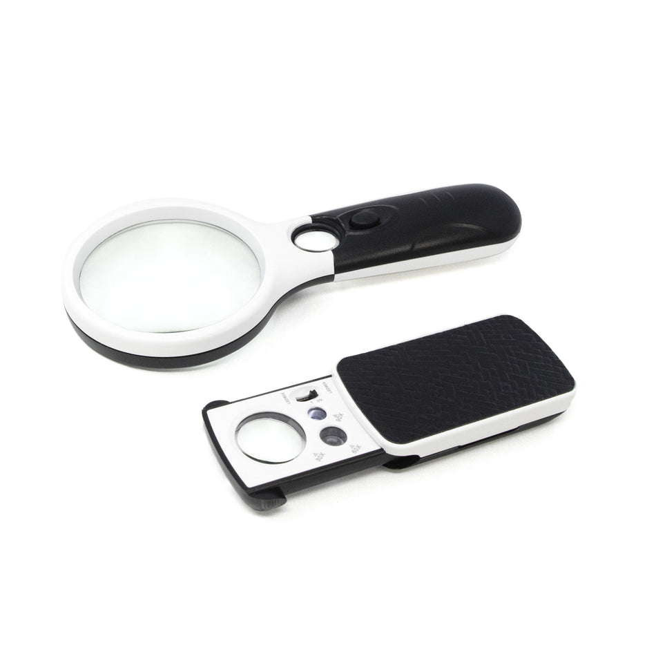 3x-45x Handheld Magnifier Magnifying Glass & 30x 60x 90x Coin Jewelers Loupe