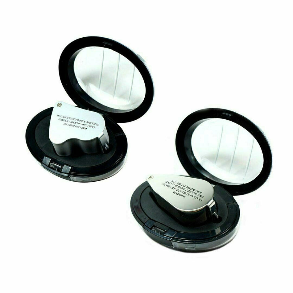 2 PACK - Illuminated 30x - 60x & 40x Jewelers Loupe Lighted Light Magnifier