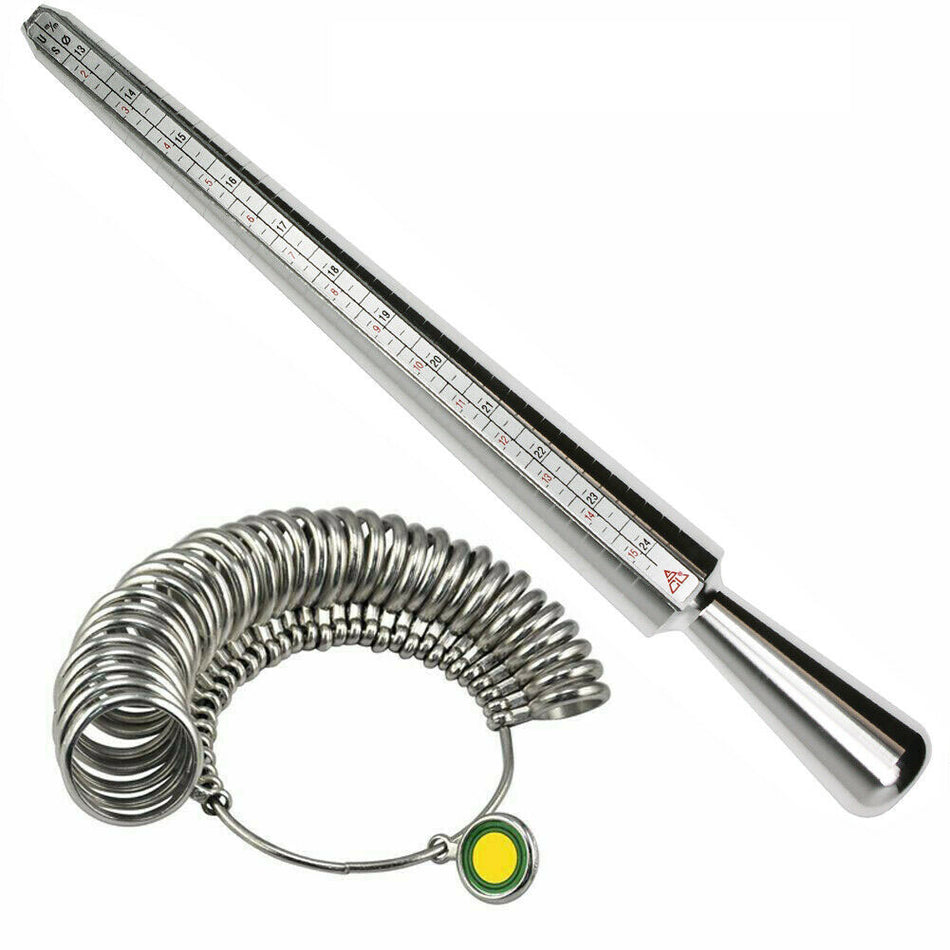 Jewerlry Ring Sizer Measuring Tool Set - Metal Ring Sizers Mandrel Sizing Stick Standard Tool