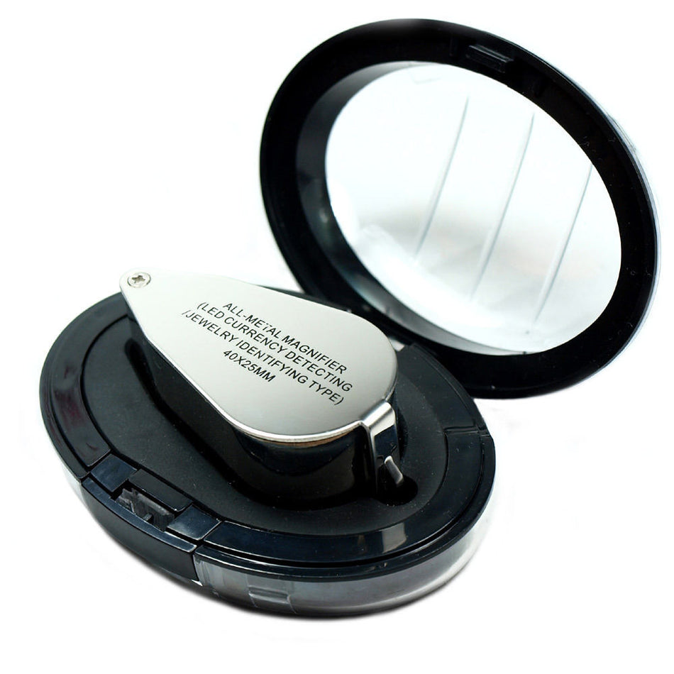 10 Pk - 40x 25 mm Jeweler Loupe Magnifier with LED UV Lights