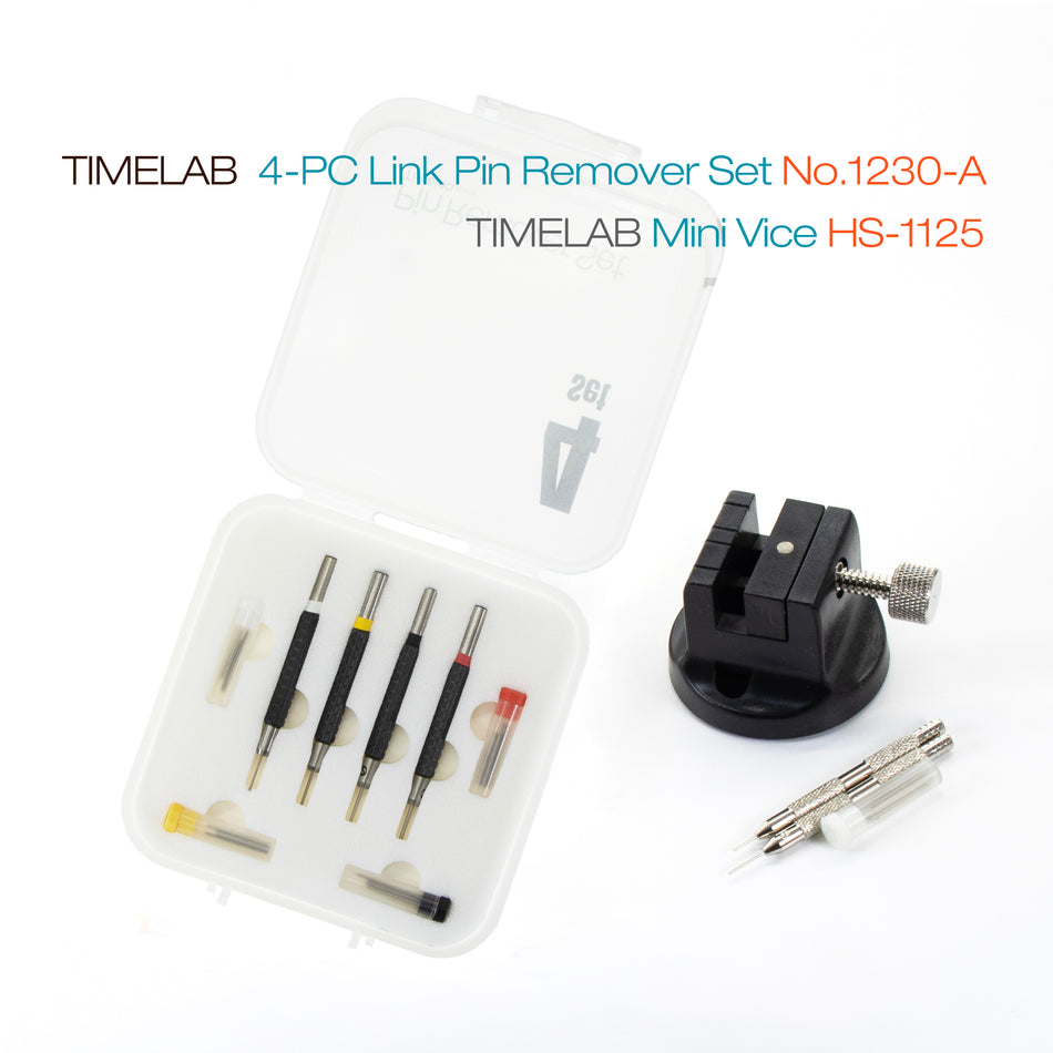 Timelab Watch Band Strap Link 4-PC Pin Remover Set  & Mini Vice