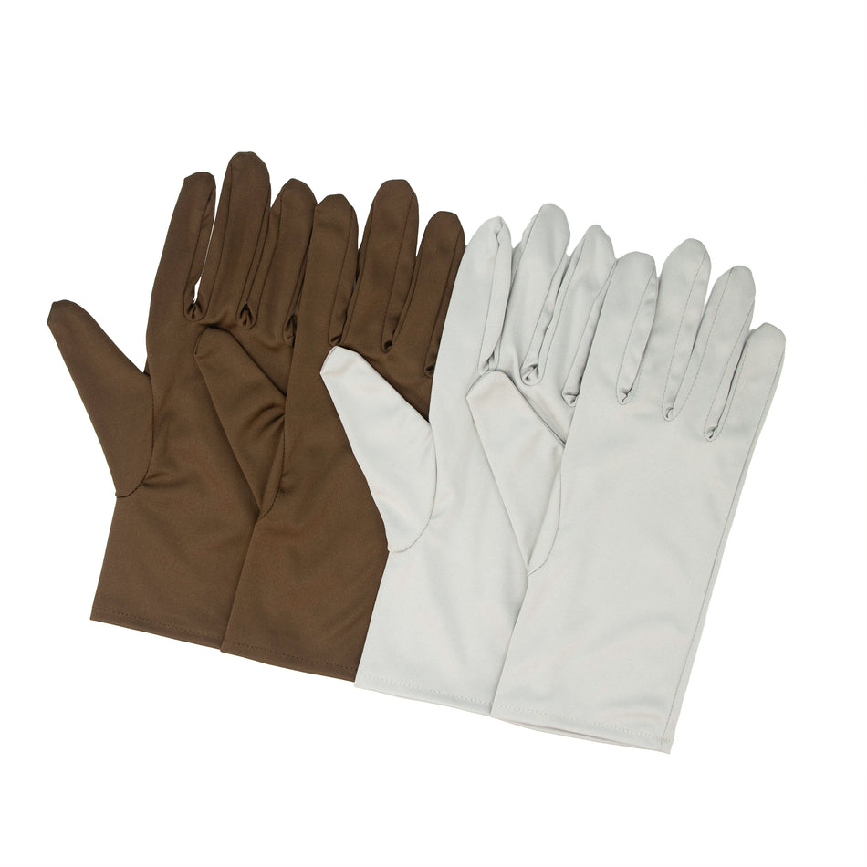 2 Pairs- Brown Gray Microfiber Jewelry Watch Handling Polishing Lint-free Gloves