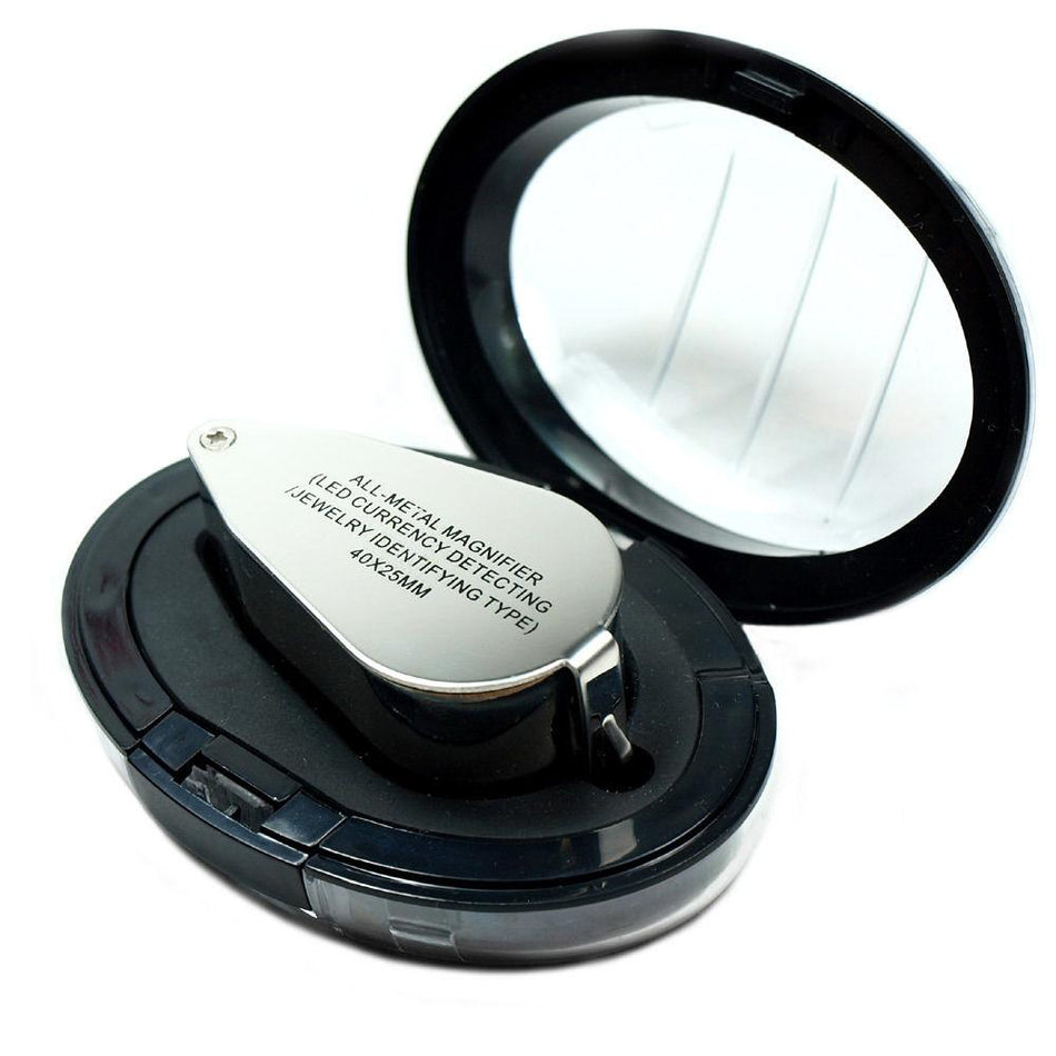 Illuminated 40x Jewelers Loupe Tool 40 x 25 mm Magnifier with LED UV Lights